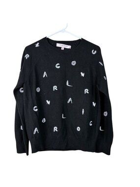 Carolina Herrera Cashmere Sweater M Black Scribble Logo Made in Italy Luxury